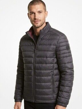 Michael Kors Packable Quilted Puffer Down Jacket w/ Burgundy Lining Size Medium
